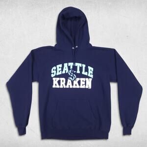 NHL Seattle Kraken Pullover Hoodie Size M Navy Blue Official NHL Fan Gear Casual